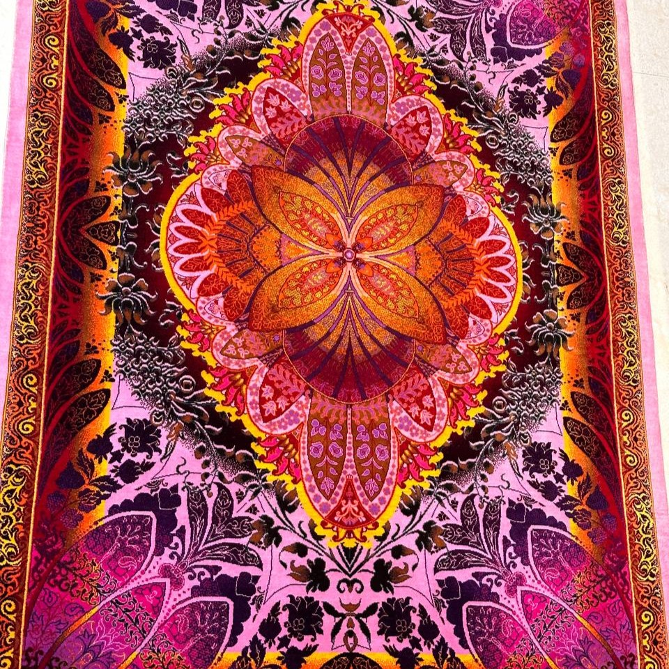 Persian handmade pink silk carpet