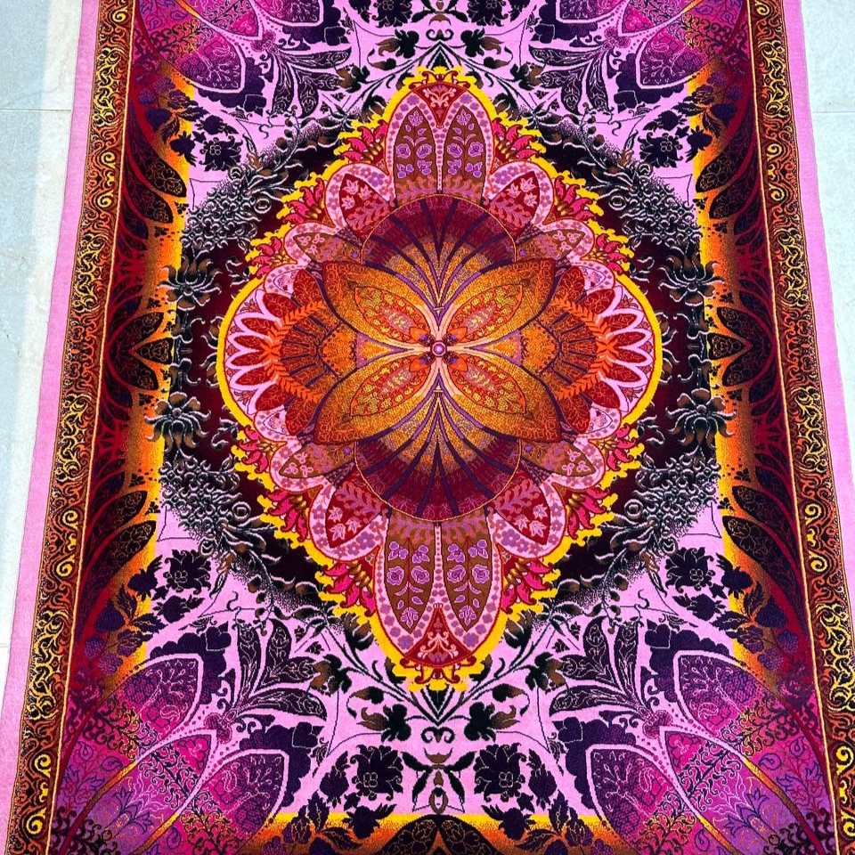 Persian handmade pink silk carpet