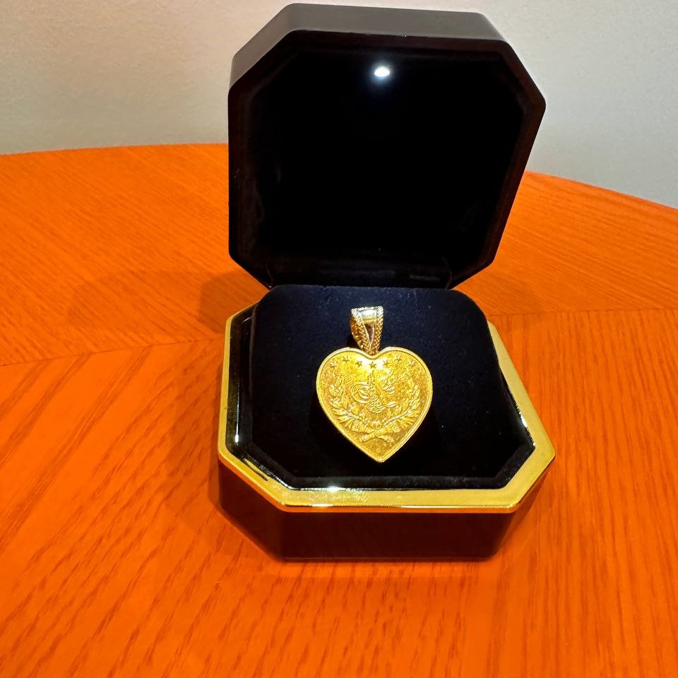 Half pentagon heart necklace