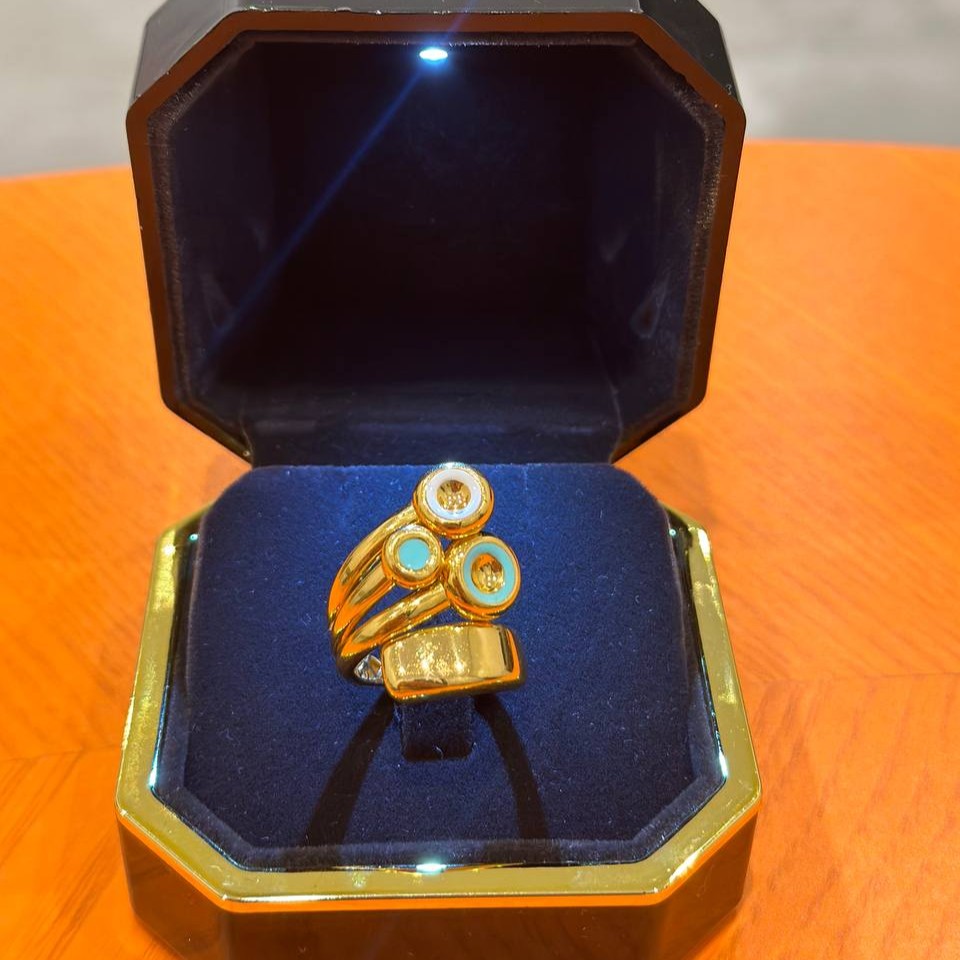 Blue and White Ring